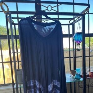 Black Tie-Dye Long Sleeve V-Neck Tunic